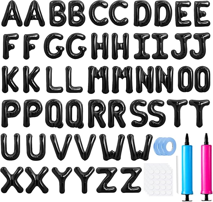 LIOZEOKUN Letter Balloons 16 Inch Alphabet A-Z Mylar Foil Balloons 2 Set by LIOZEOKUN