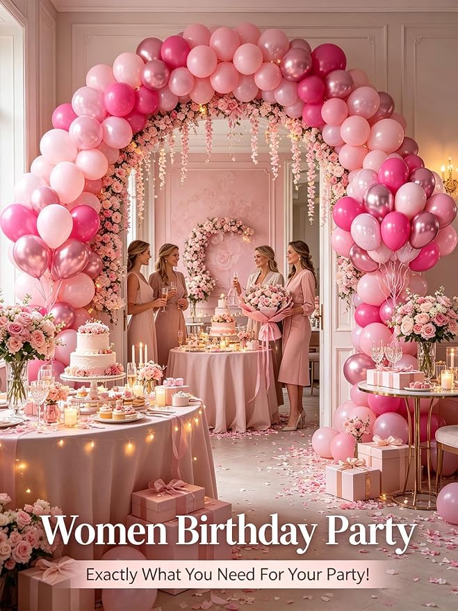 Pink Balloons 60 PCS 12 Inch Hot Pink Light Baby Pink Metallic Pink Latex - Image 8