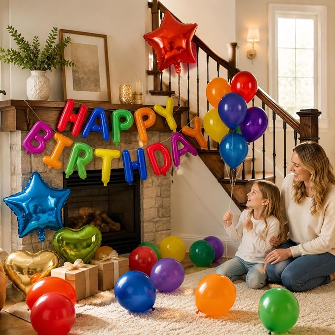 27 PCS Happy Birthday Balloon, Birthday Decorations 3D Foil Happy Birthday - Image 2