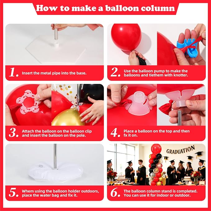 Red Black Gold Balloon Column Stand Kit Set of 2 - Image 5