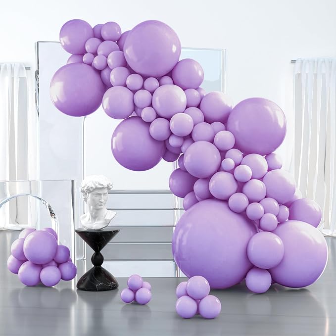 PartyWoo Lavender Balloons 127pcs Light Pastel Purple Lilac Color | 36 18 12 10 by PartyWoo