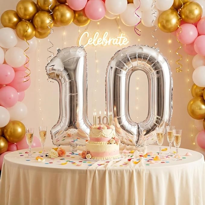 Number 10 Balloon Foil Mylar Balloons - Image 2