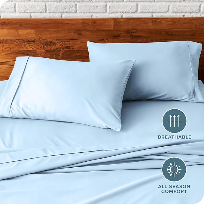 Bare Home Microfiber Pillow Cases - King Size Set of 2 - Cooling Pillowcases - Double Brushed - Light Blue Pillowcases 2 Pack - Easy Care (King Pillowcase Set of 2, Light Blue)