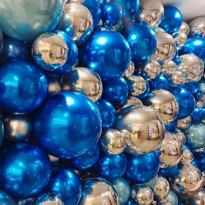 22 Inch Blue Mylar Balloons, Large 4D Giant Round Foil Balloon - Image 3