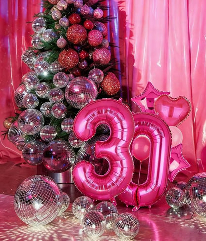 40 Inch Number Balloon Hot Pink 30 Set Pink Theme 30th Birthday Decor 30Pcs | - Image 4