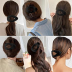 Large Flat Round Hair Clips Oval Claw Clips for Thick Medium Thin Hair 6Pcs Non Slip Strong Hold Barrettes Duckbill Accessories for Women Girls Matte Black Color