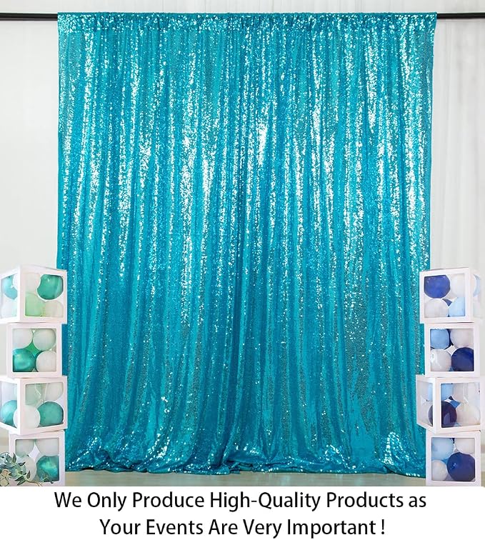 ShinyBeauty Sequin Backdrop 10x10FT Turquoise | Glitter Photo Background - Image 3