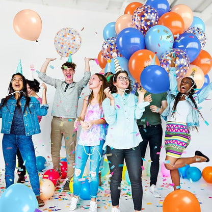 Orange and Blue Balloons, 12 Inch Royal Light Blue and Orange Beige Balloon - Image 7
