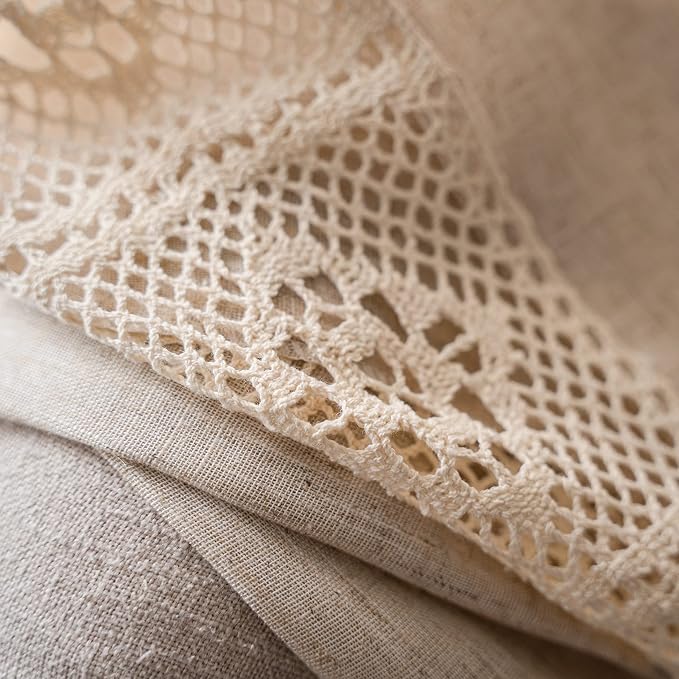 Sutuo Home Boho Curtain Semi-Blackout Crochet Hollow Lace Patchwork - Image 8
