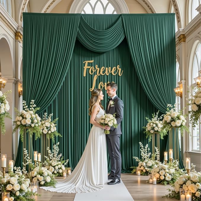 10×12ft Wrinkle Free Hunter Green Backdrop Curtain - Image 7