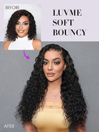 LUVME Hair Extensions Natural Black 30 Inch 135g 7pcs Real Human Hair Loose Deep Wavy Remy Clip in Human Hair Extensions Thick Hair