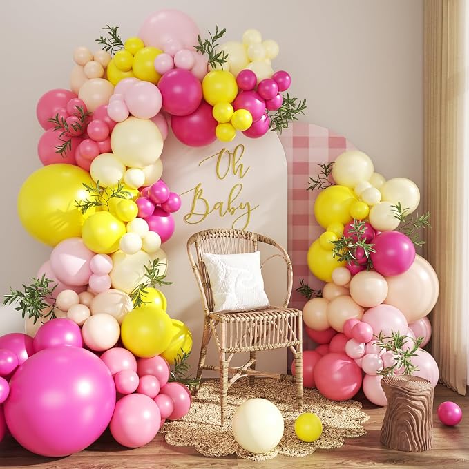 Pink and Yellow Balloon Arch Kit by CROSSFINGERS