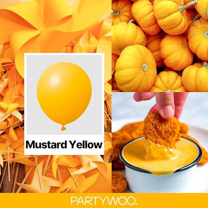 PartyWoo Mustard Yellow fall Balloons 140pcs Different Sizes | 18 12 10 5 Inch - Image 2