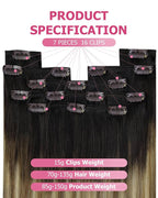 YoungSee 135g Brown Balayage Clip in Hair Extensions Ombre Clip in Human Hair Extensions Balayage Dark Brown to Medium Brown with Blonde Remy Hair Extension Clip ins for Women 16inch