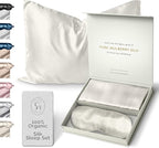 Colorado Home Co Silk Pillowcase for Hair and Skin - Off White Queen Size 100% Silk Pillow Covers - 20x30 - Pillow Case for Acne with Eye Mask for Sleeping