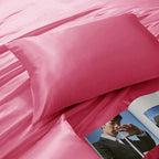 Peach Red King Size Satin Pillowcase Set of 2 with Envelope Closure,Peach Red Silk Pillowcase for Hair and Skin (20x36)