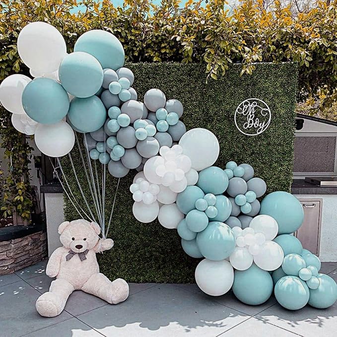 Dusty Blue Balloons Different Sizes 135pcs 18 12 10 5 Inch Blue Balloon Arch - Image 5