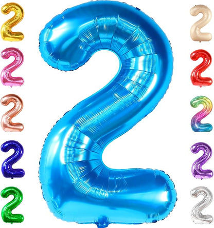 KatchOn, Number 2 Balloon, 40 Inch Blue Foil Number Balloon by KatchOn
