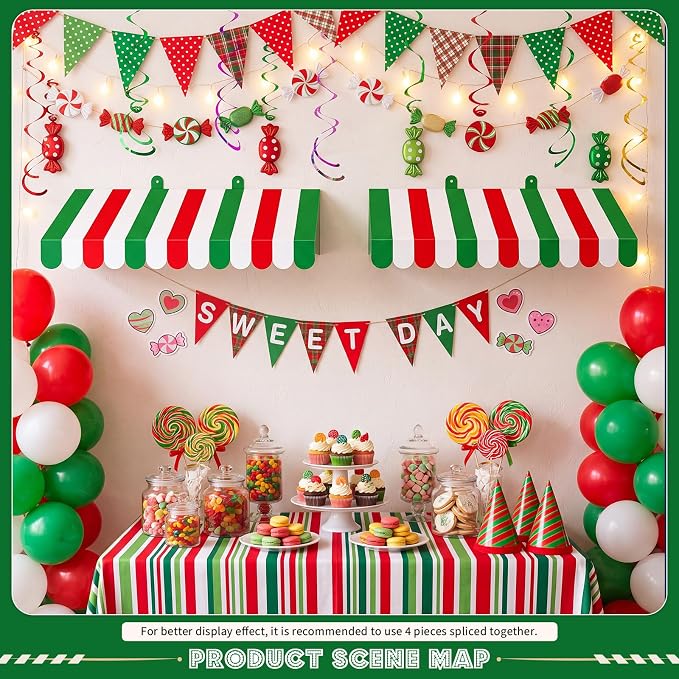Boao 4 Pack 3D Striped Italian Awning Decorations, Carnival Carnival Display - Image 7