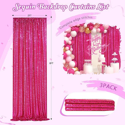 Hot Pink Sequin Backdrop Curtain - Image 5