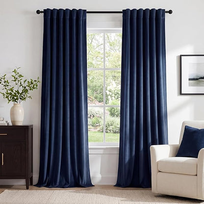 Navy Blue Velvet Blackout Curtains by StangH
