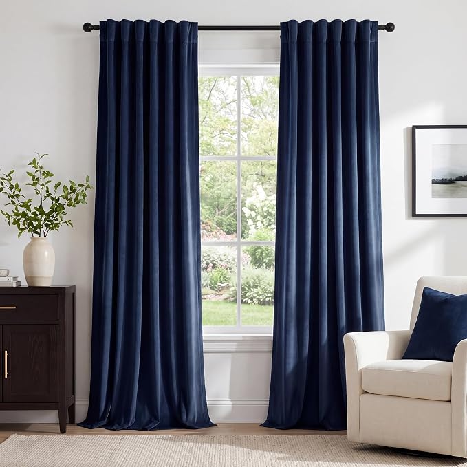 Navy Blue Velvet Extra Curtains by StangH
