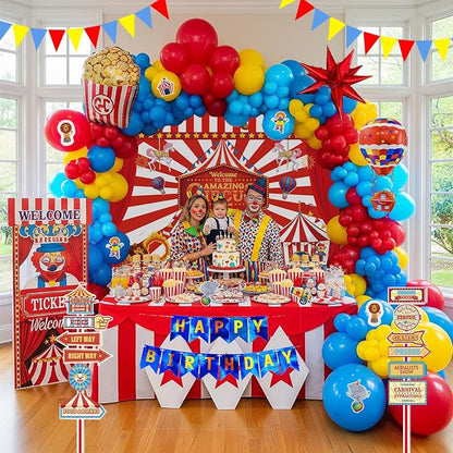 Circus Theme birthday party decorations & include red blue yellow balloon - Image 2