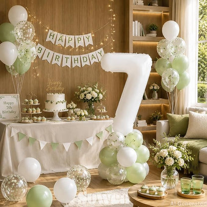 SUWEN 40 Inch White Large 7 Balloon Number Big Foil Helium Numbers 0-9 | Giant - Image 3