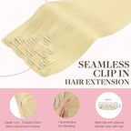GOO GOO Clip in Hair Extensions Real Human Hair, Remy Human Hair Extensions Clip ins for Women, Natural Human Hair, 14inch 110g 7Pcs, 22F Light Golden Blonde