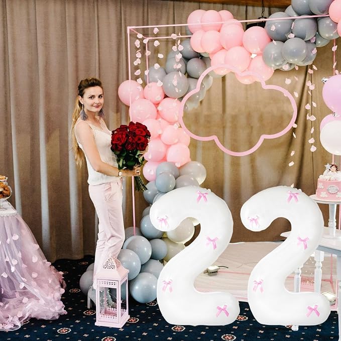 40 Inch White Number Balloons - Image 4