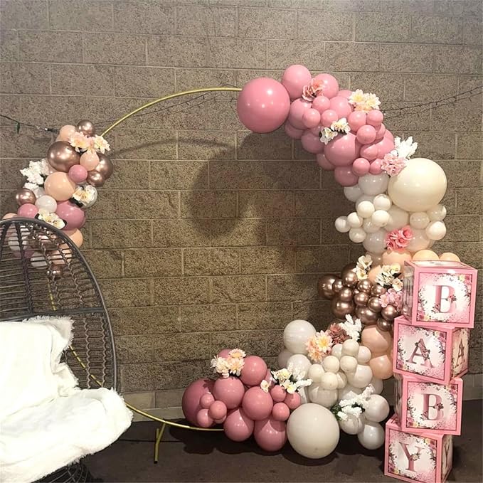 Dusty Pink and Rose Gold Balloons, 12In Retro Blush Pink Beige White Balloons - Image 5