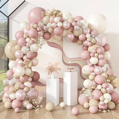 Amandir 173 Pcs Pearl White Pink Balloon Arch Garland Kit | Double Stuffed - Image 2