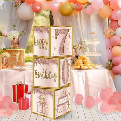 Guiruiy 3Pcs 70th Birthday Decorations Balloon Gift Boxes - Image 5