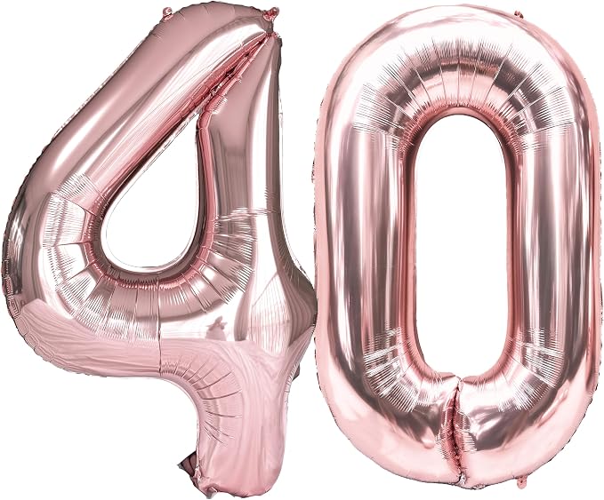 FIROMI 40 Foil Number Balloons Rose Gold 40-inch Big Mylar Balloon Numbers | by Firomi
