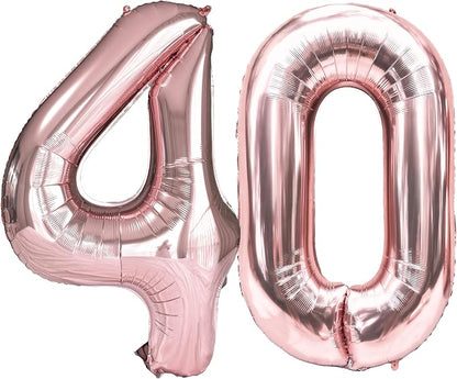 FIROMI 40 Foil Number Balloons Rose Gold 40-inch Big Mylar Balloon Numbers | by Firomi