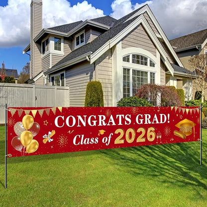 2026 Graduation Decorations Congrats Grad Class of 2026 Banner by Racenaf