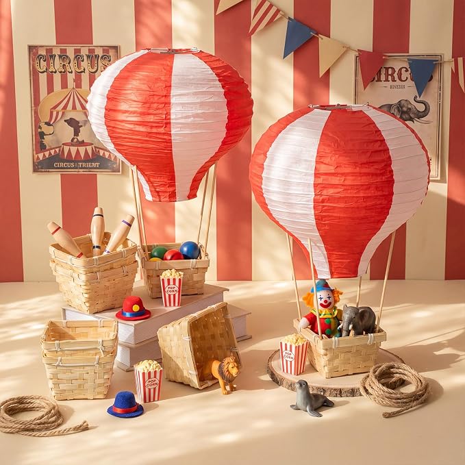 Meooeck 8 Sets Hot Air Balloon Tables Centerpieces, 11.8'' Paper Lantern Party - Image 2