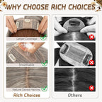 Rich Choices Real Human Hair Toppers for Women With Bang 100% Remy Human Hair Topper for Thinning Hair Clip in Silk Base Hair Topper 14 Inch Salt and Pepper G2 Silver