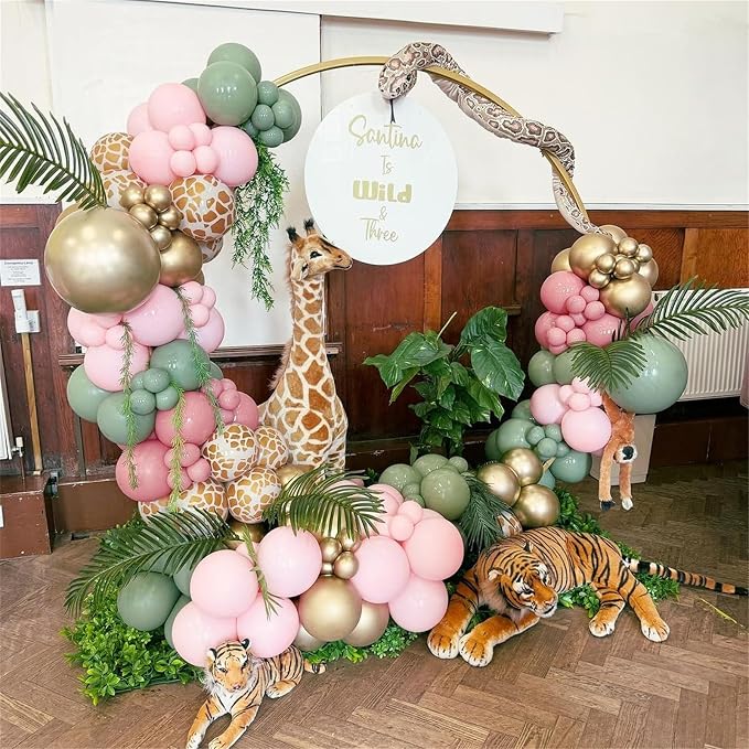 Pink Jungle Safari Balloons, Light Pink Cream Beige Balloon - Image 5