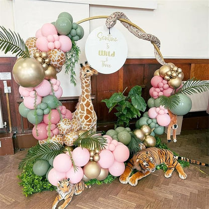 Pink Jungle Safari Balloons, Light Pink Cream Beige Balloon - Image 5