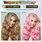 Temporary Hair Color Spray - Instant Washable Hair Dye for Kids & Adults, Non-Toxic & Non-Sticky Formula for Halloween, Cosplay, Parties & Festivals - Lasts All Day, Easy Wash Out - 4.22 fl oz (Pink)