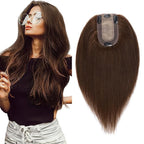 SEGO Human Hair Topper for Women, No Bangs Real Hair Topper with Anti-Slip Clips (12 Inch#4 Medium Brown)