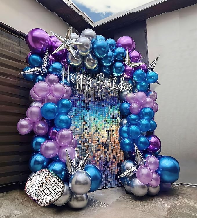 Black Purple Blue Balloons Set, 12 Inch Metallic Blue Purple Balloon Helium - Image 5