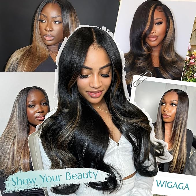 Synthetic Lace Front Wig 13x4 HD Lace Layered Hairstyle Pre Plucked Hairline Straight Long Black Glueless Wigs for Black Women 26 Inch Beginner Friendly