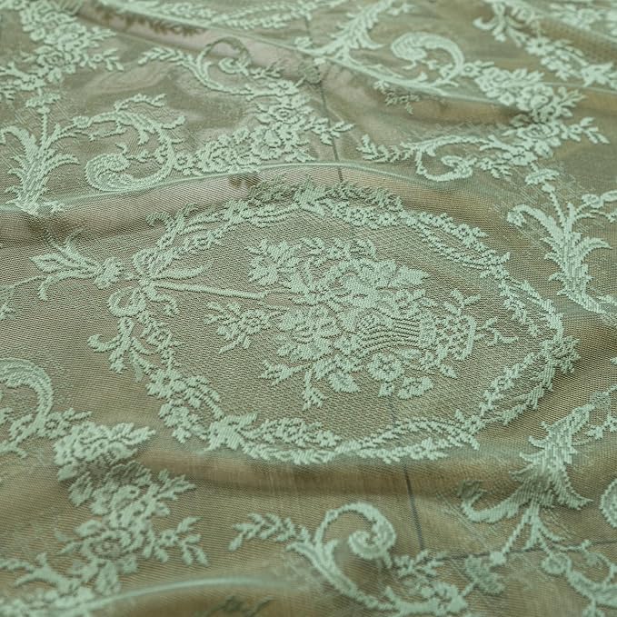 Deeprove Olive Green Sheer Lace Ruffled Curtains 72 Inch Long Pair - Image 6