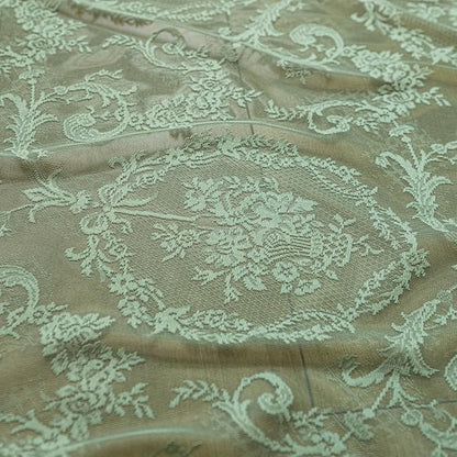 Deeprove Olive Green Sheer Lace Ruffled Curtains 72 Inch Long Pair - Image 6
