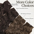KooKaStyle Clip in Synthetic Hair Extensions Long Wavy 4PCS Thick Hairpieces Chestnut Brown Fiber Double Weft Natural Hair Extensions 16 Inch for Women