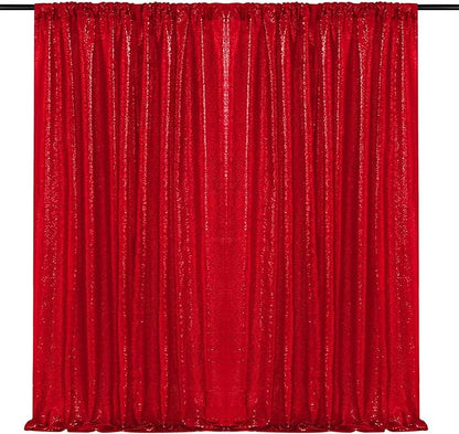 JYFLZQ Red Sequin Backdrop Curtains 8ft x 8ft 1 Panel Glitter Photo Booth - Image 8