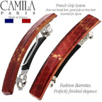 Camila Paris CP3031 French Hair Barrette Clip for Girls, Set of 2 Red Rubberized Metal Clasp Strong Hold Grip Hair Clips for Women, No Slip Durable Styling Girls Hair Accessories, Made in France