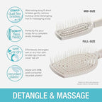 Conair Scalp Care Detangling hairbrush 2pk - Fullsize +Travel Hair Brush - Scalp Massager - hairbrushes for women & men - detangler for all lengths and types - can use wet or dry - Grey Luxe